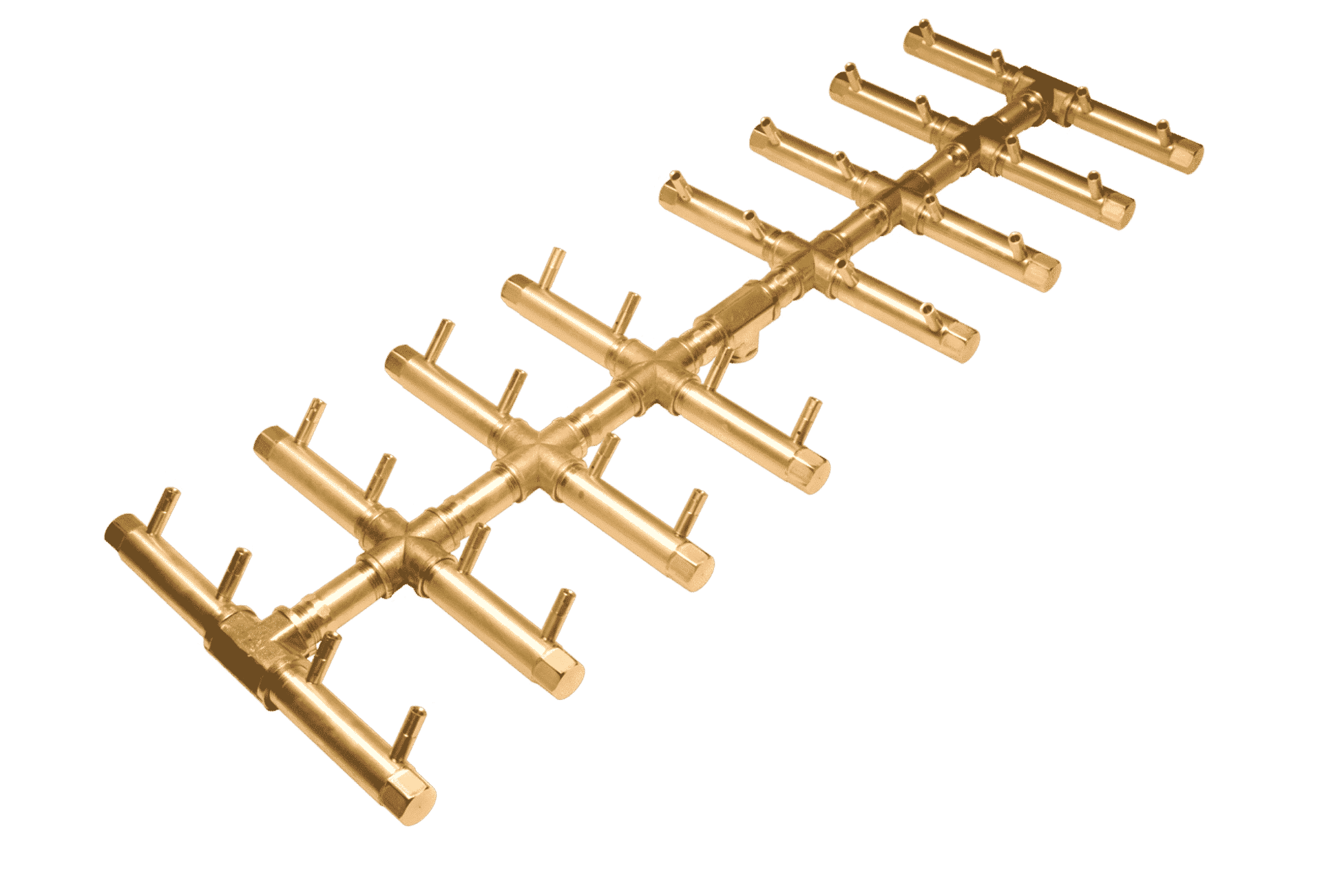 Double Tree-Style Burner: 320,000 BTU Warming Trends Crossfire Brass Burner Kit (CFBDT320) 34.75" x 10.25" - Openings 41″ x 18″ or Larger Questions & Answers